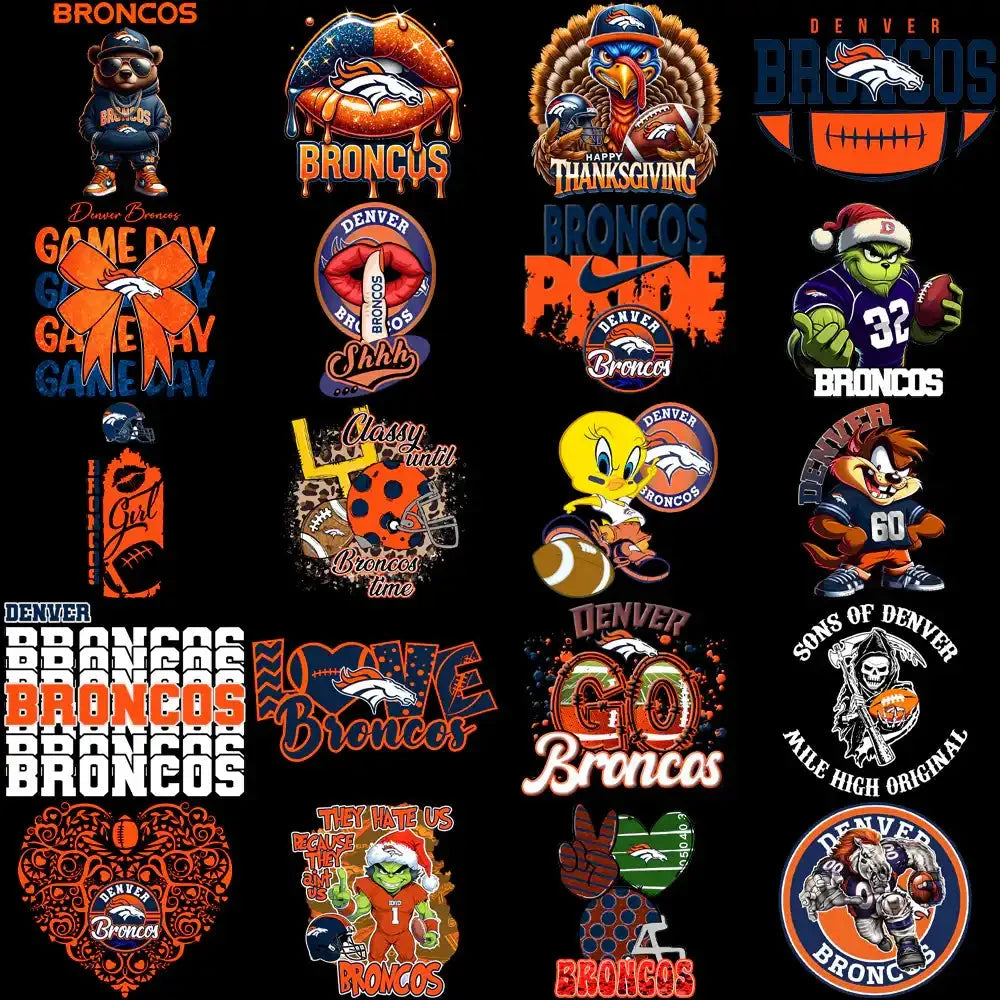 48 Denver Broncos V2 Football Designs Bundle PNG