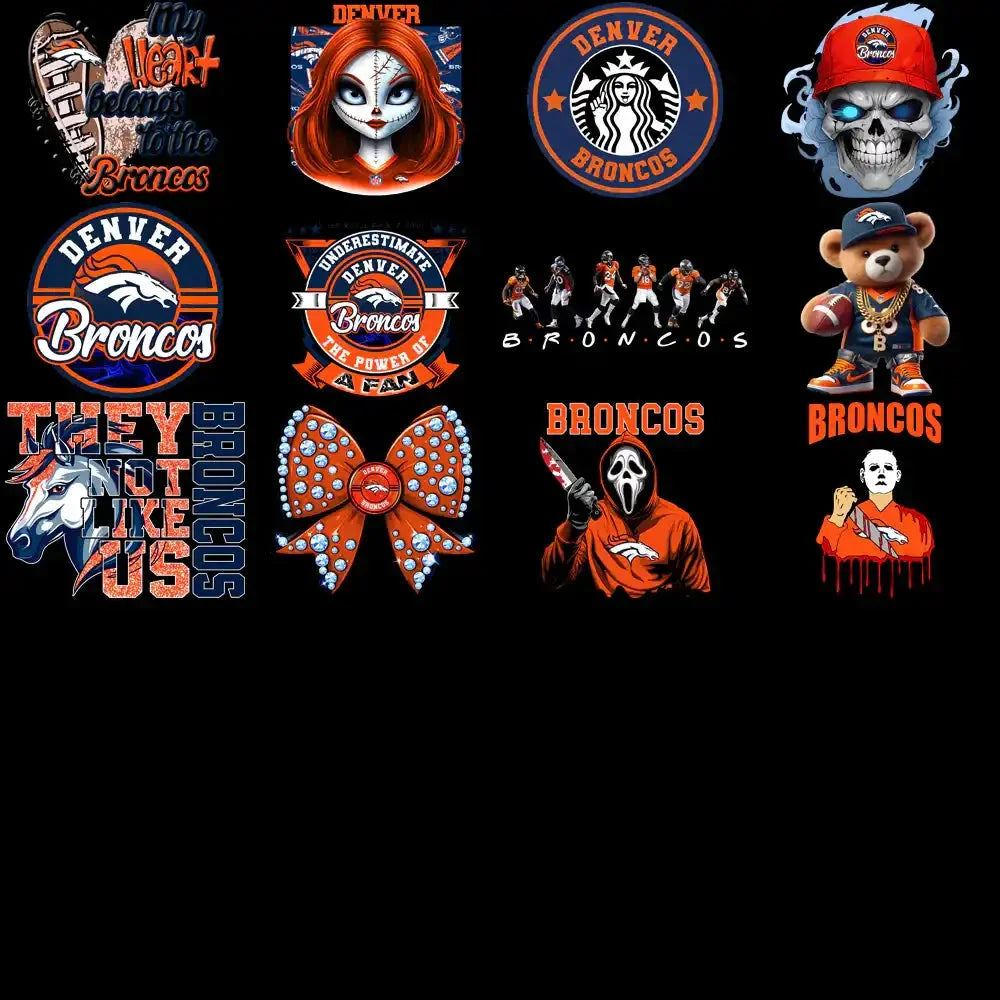 48 Denver Broncos V2 Football Designs Bundle PNG