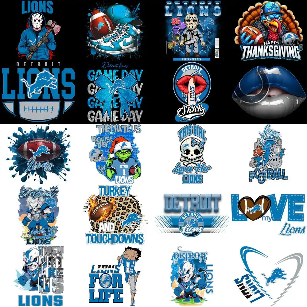 50 Detroit Lions V2 Football Designs Bundle PNG