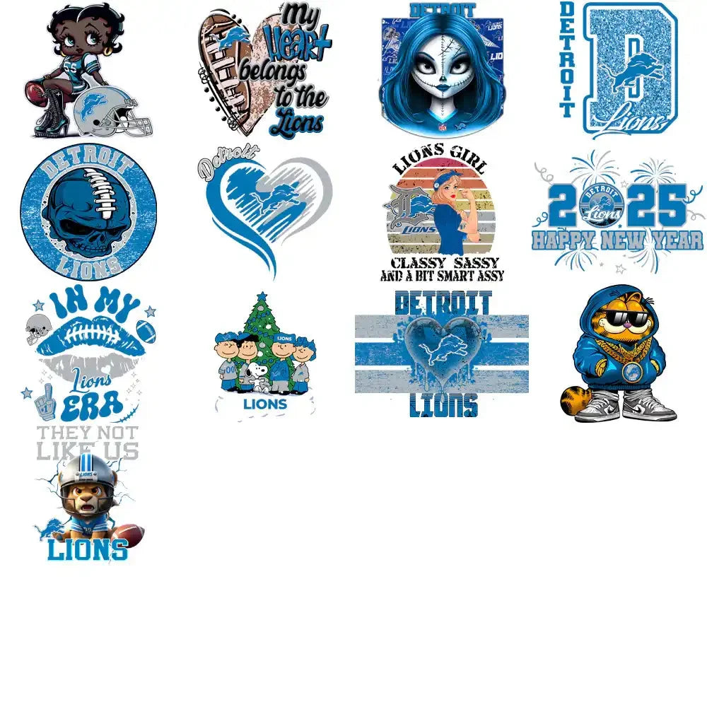 50 Detroit Lions V2 Football Designs Bundle PNG
