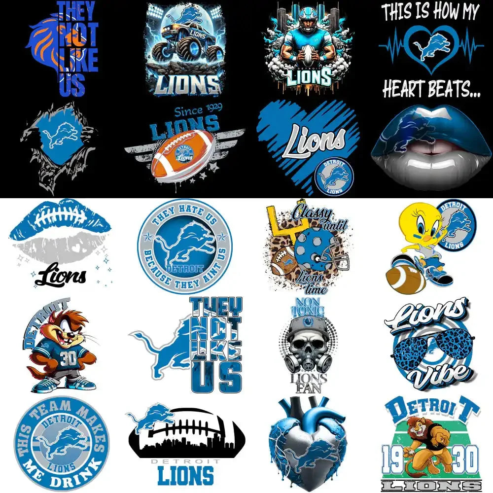 50 Detroit Lions V3 Football Designs Bundle PNG