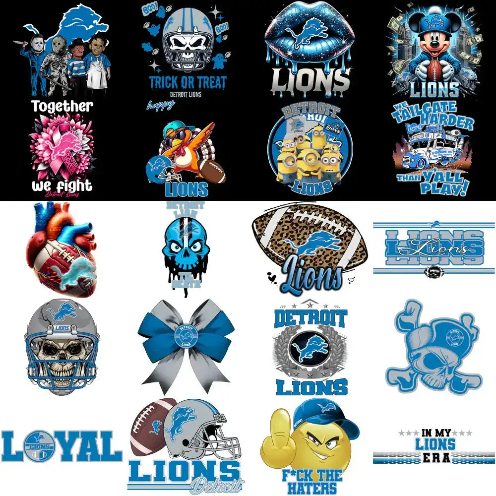 50 Detroit Lions V4 Football Designs Bundle PNG