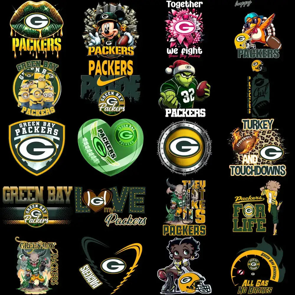 48 Green Bay Packers V1 Football Designs Bundle PNG