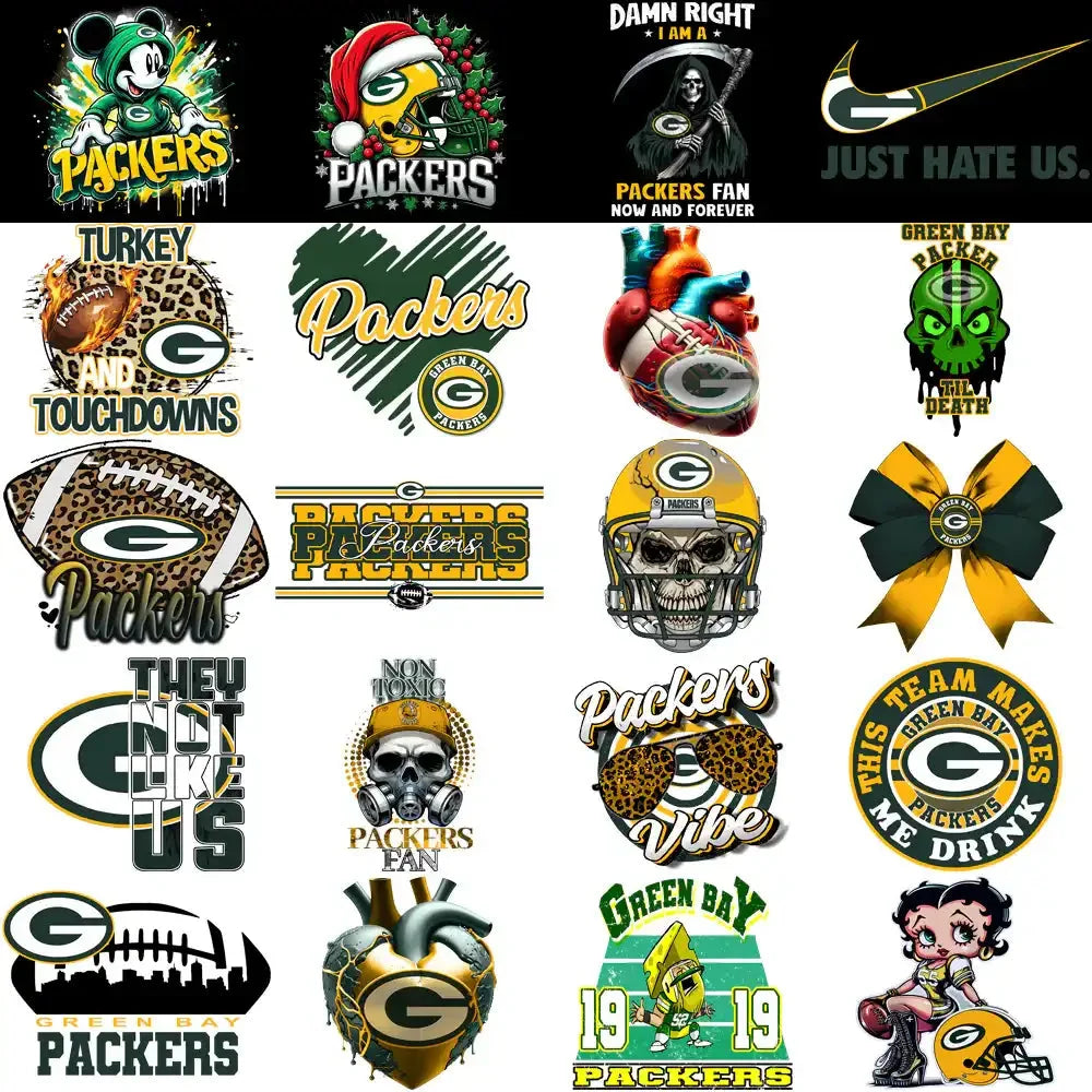 48 Green Bay Packers V2 Football Designs Bundle PNG