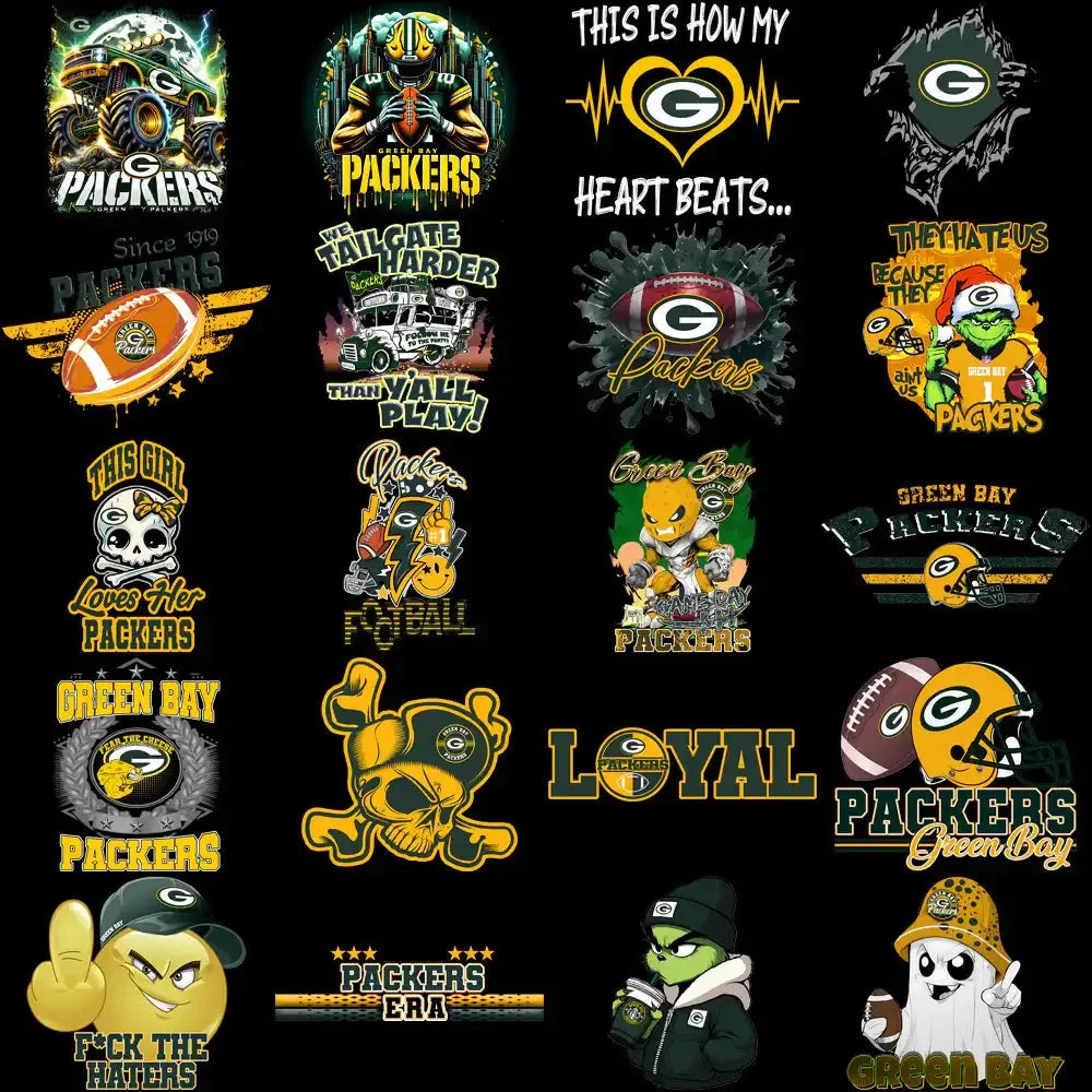 48 Green Bay Packers V3 Football Designs Bundle PNG
