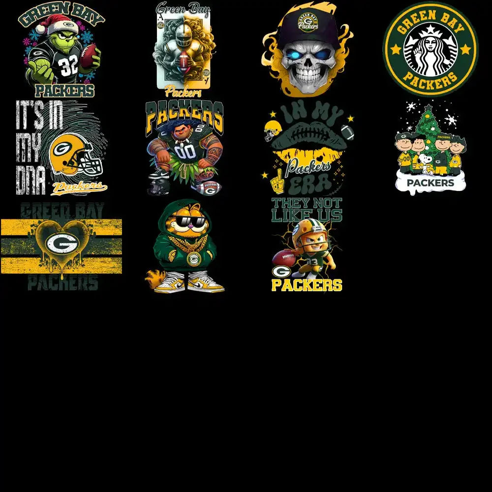 48 Green Bay Packers V3 Football Designs Bundle PNG