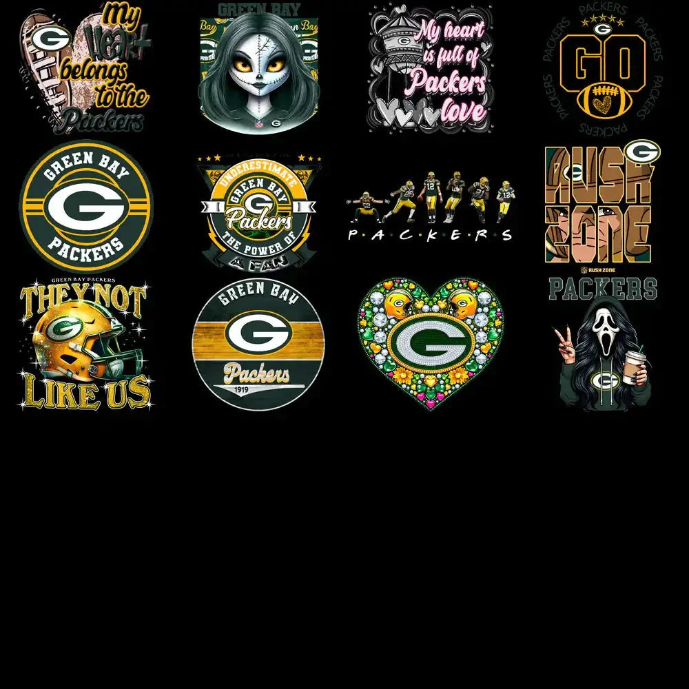 48 Green Bay Packers V4 Football Designs Bundle PNG