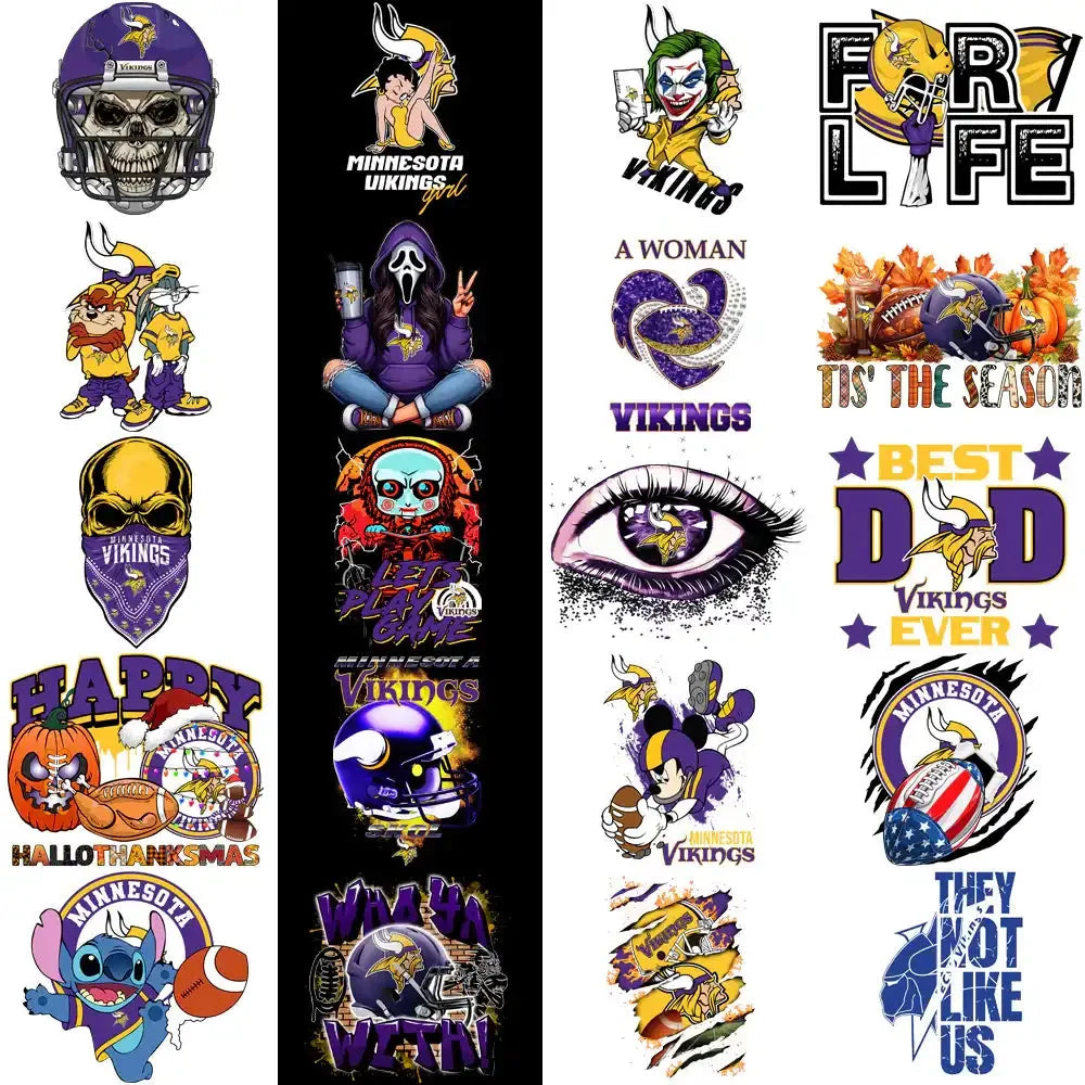48 Minnesota Vikings V1 Football Designs Bundle PNG