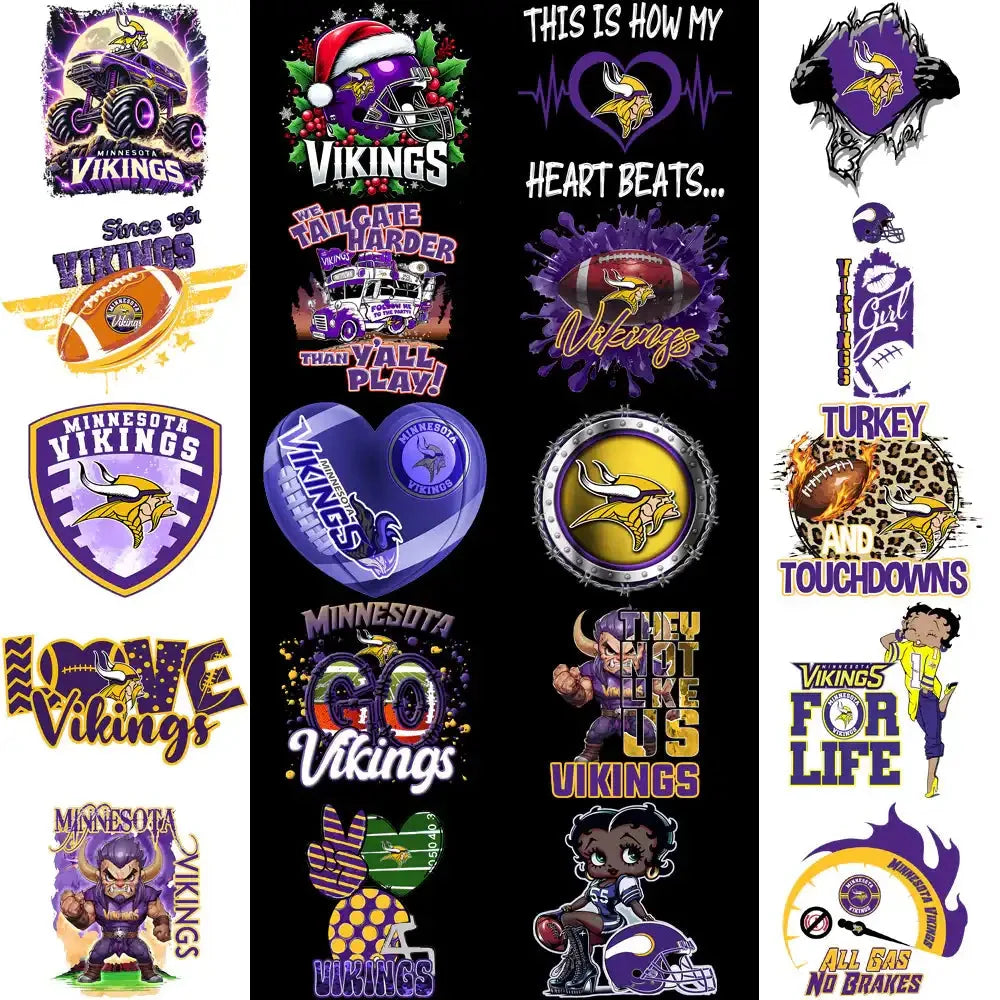 48 Minnesota Vikings V1 Football Designs Bundle PNG