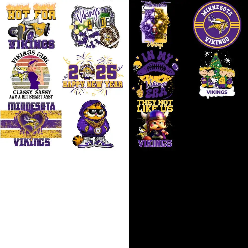 48 Minnesota Vikings V1 Football Designs Bundle PNG