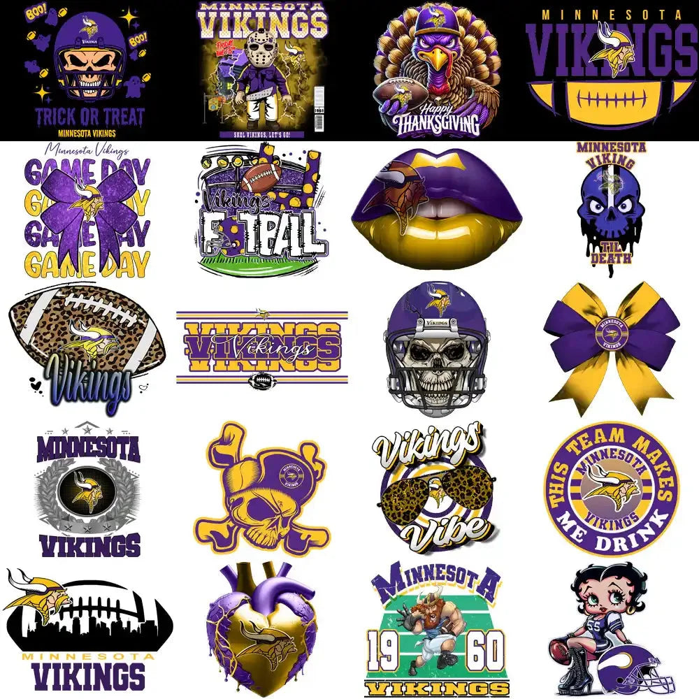 48 Minnesota Vikings V2 Football Designs Bundle PNG