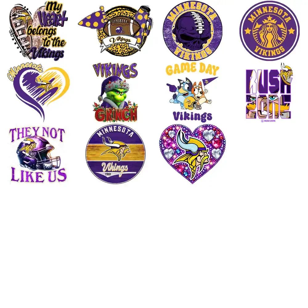 48 Minnesota Vikings V2 Football Designs Bundle PNG