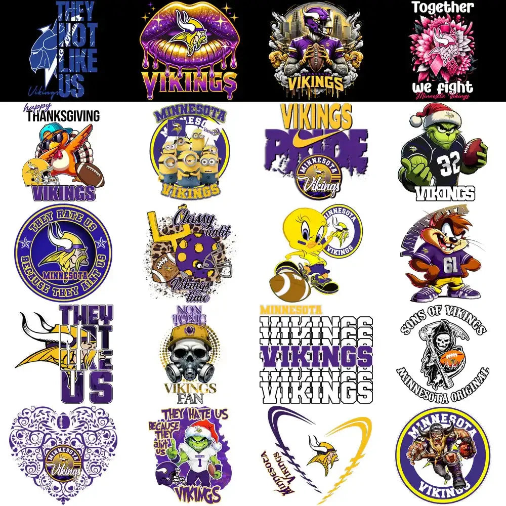 48 Minnesota Vikings V4 Football Designs Bundle PNG