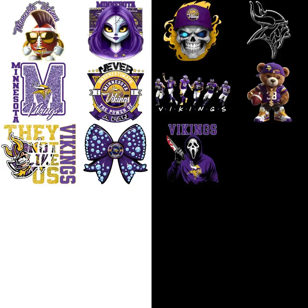48 Minnesota Vikings V4 Football Designs Bundle PNG