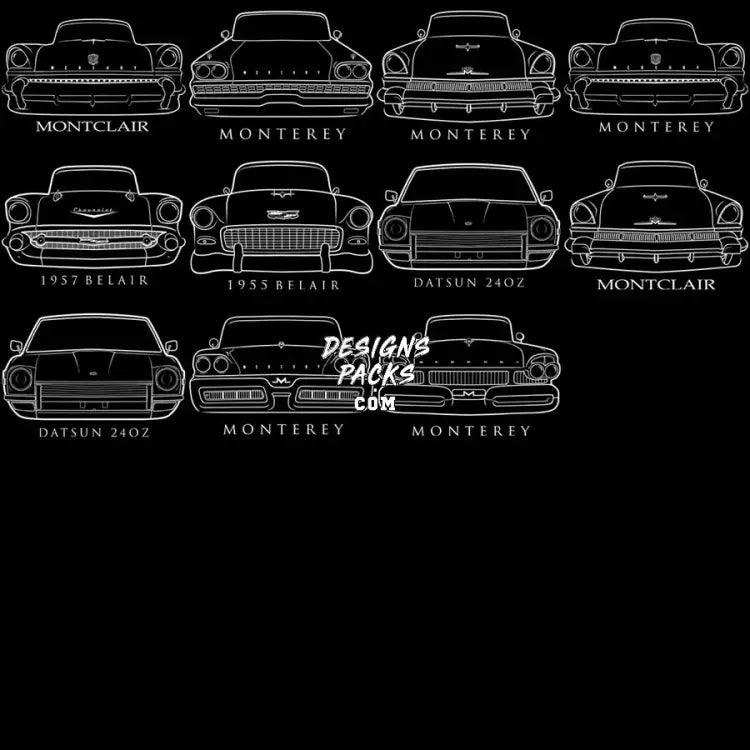 48 Vintage American Usa Classic Cars Front Designs Bundle Png