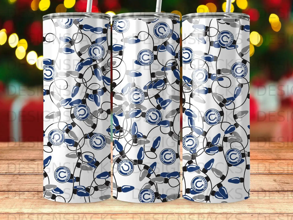 Indianapolis Colts logo on a festive string of Christmas lights pattern.