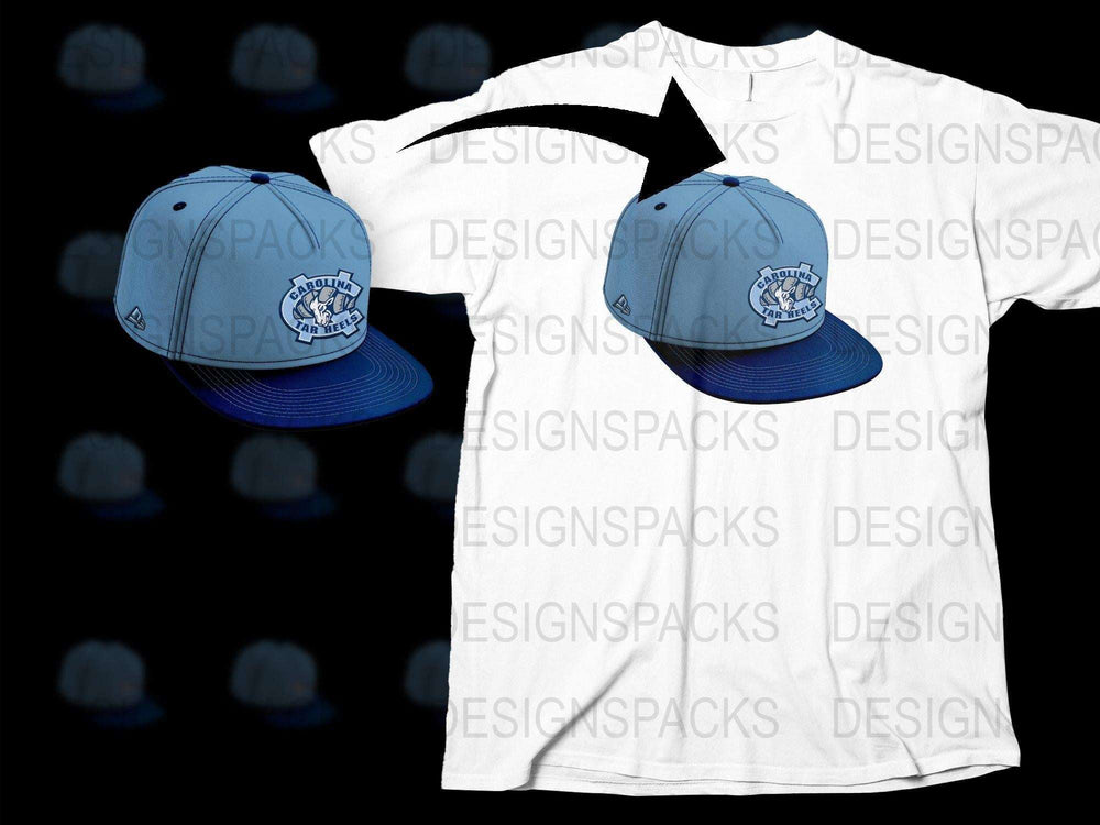 Vintage Blue Baseball Cap and Matching T-Shirt Set with Retro Dog Logo Design