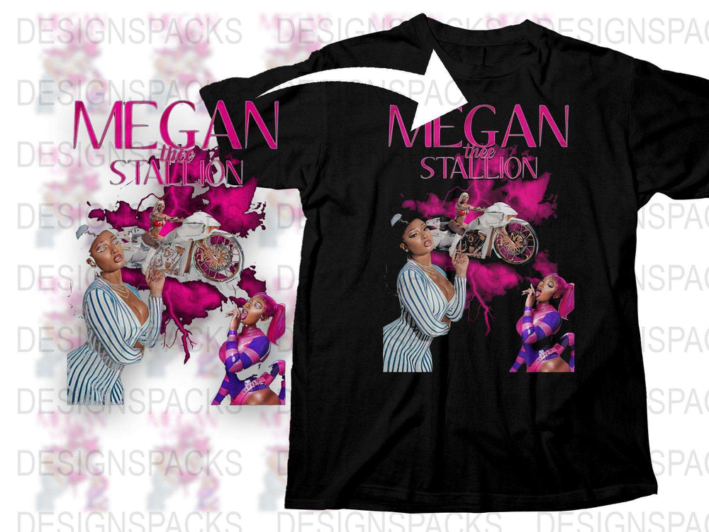 Megan Thee Stallion Graphic T-Shirt, Hip Hop Music Fan Merch, Trendy Pop Culture Apparel, Bold Pink Design
