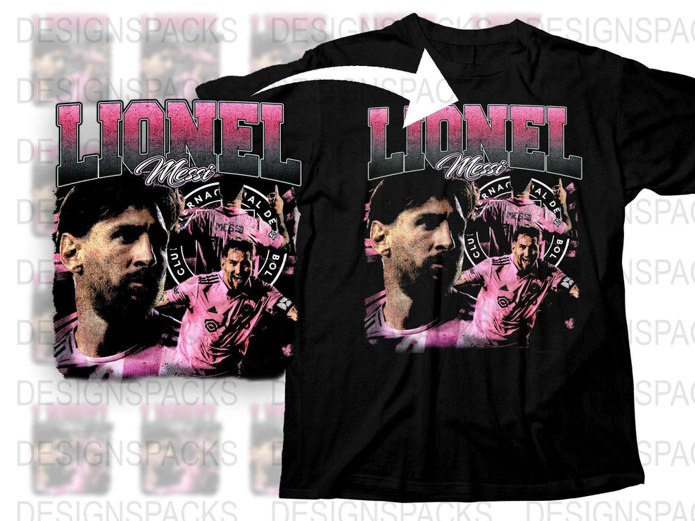Lionel Messi Inter Miami Bootleg Style Graphic Png Digital Download