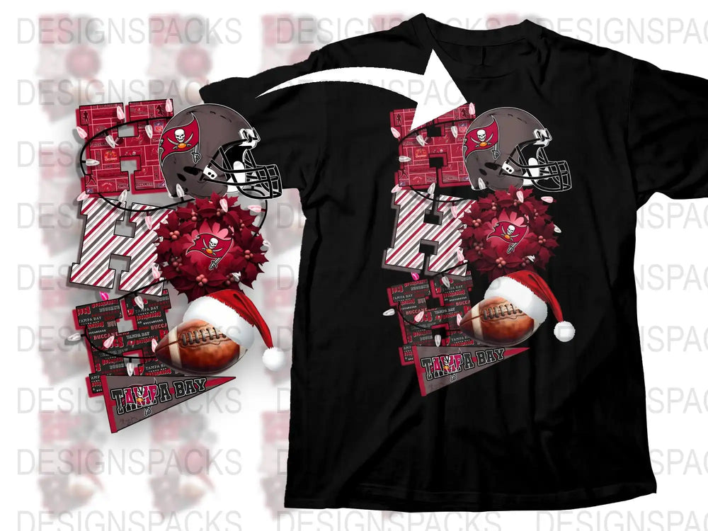 Tampa Bay Football Team T-shirt, Santa Hat Helmet Graphic Tee, Football Season Christmas Gift