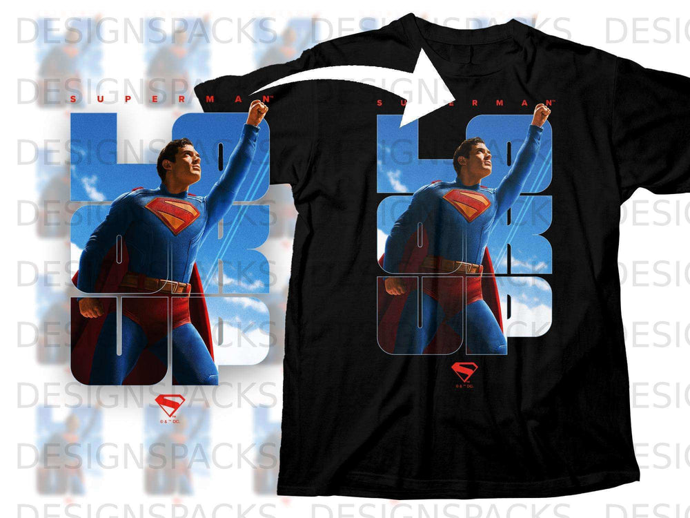 Superman Raised Fist Graphic Black T-shirt
