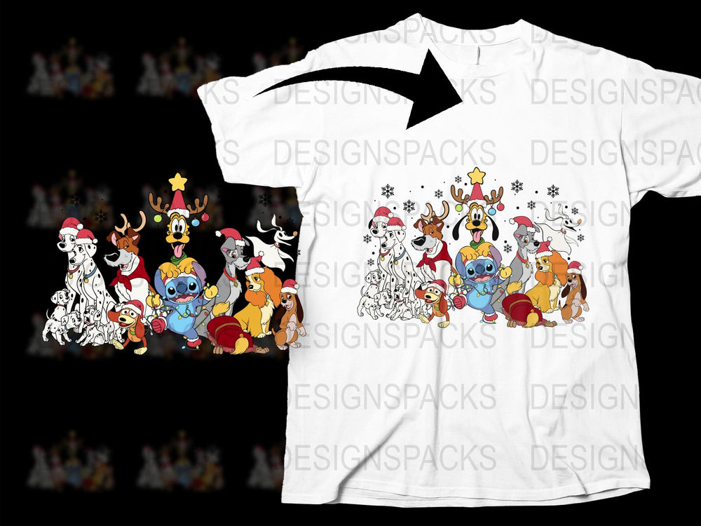 Christmas Cartoon Characters T-Shirt, Festive Holiday Apparel, Kids and Adults Sizes, Fun Graphic Tee