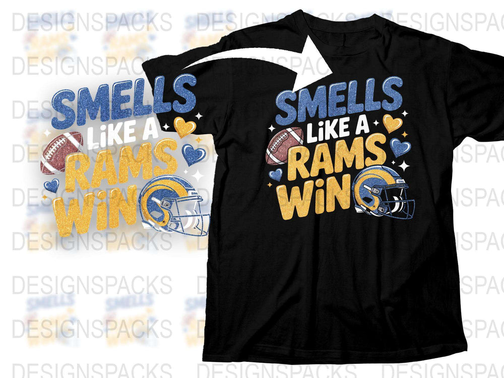 Smells Like A Rams Win T-Shirt, Football Fan Graphic Tee, Sports Team Support Shirt, Game Day Apparel