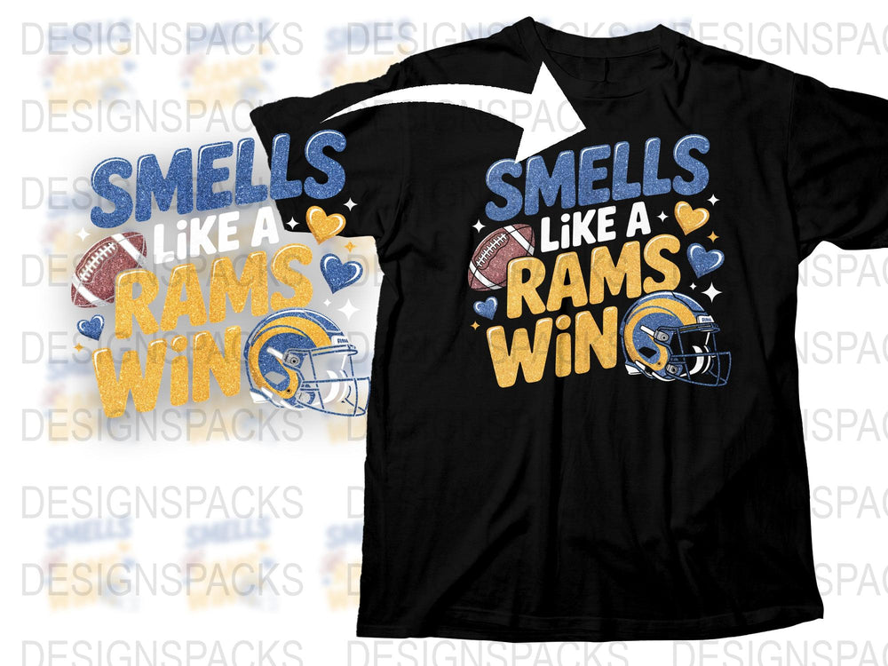 Smells Like A Rams Win T-Shirt, Football Fan Graphic Tee, Sports Team Support Shirt, Game Day Apparel