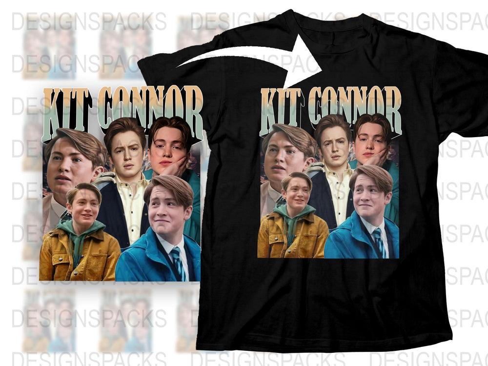 Kit Connor Fan T-Shirt, Multiple Poses Graphic Tee, Celebrity Inspired Fashion, Unisex Black Shirt