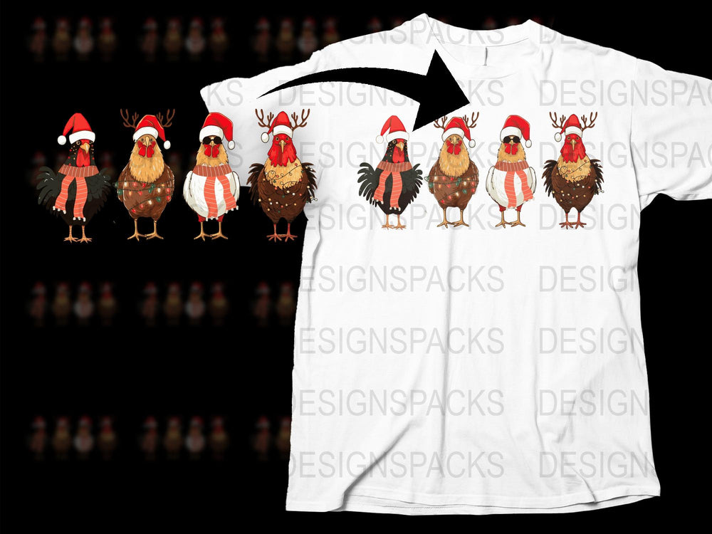 Funny Chicken Christmas T-Shirt, Holiday Rooster Tee, Festive Animal Print Shirt, Unisex Xmas Gift Idea