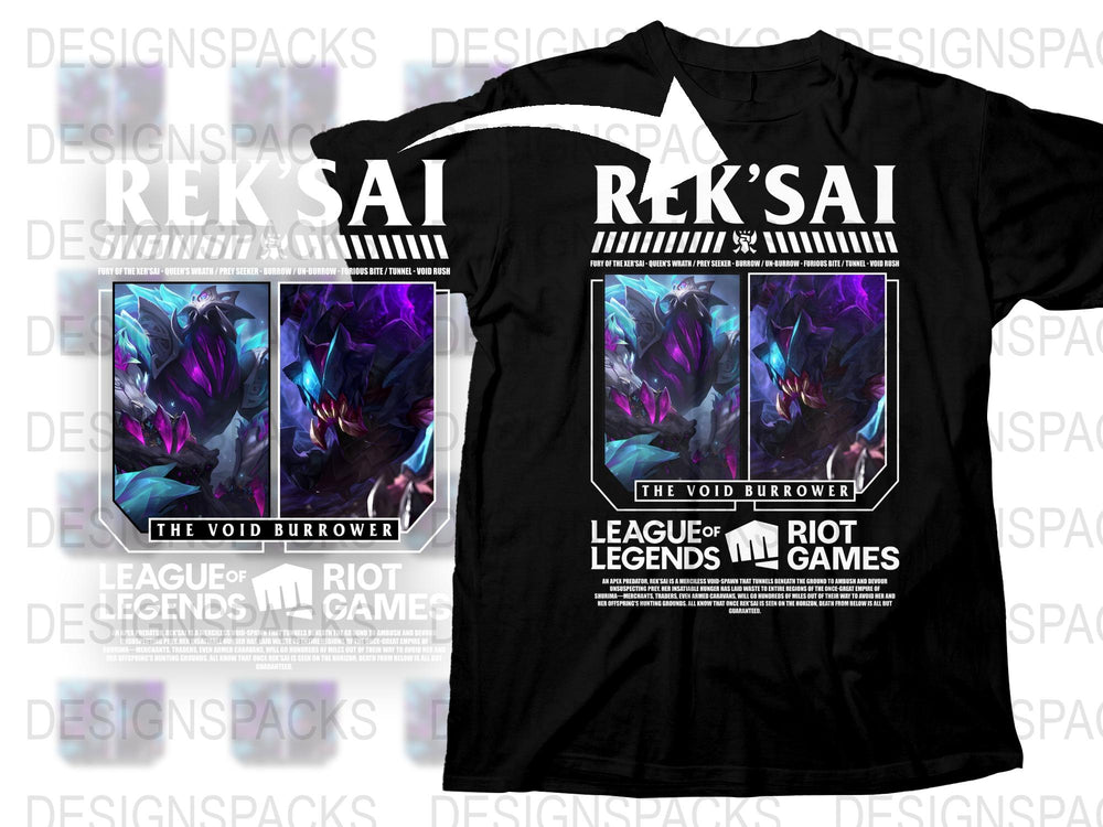 Rek'Sai T-Shirt League of Legends The Void Burrower Graphic Tee Unisex Cotton Shirt Gaming Apparel