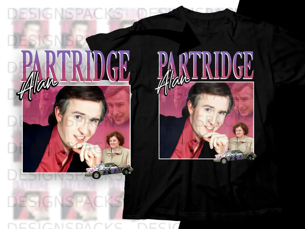 Alan Partridge t-shirt with cartoonish image and text.