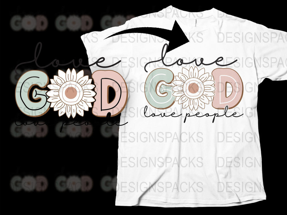 Christian T-Shirt Love God Love People Floral Design Unisex Tee Gift Idea Faith Based Apparel Casual Wear