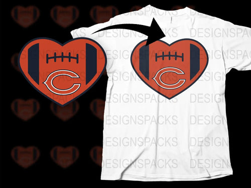Chicago Football Heart Logo T-Shirt, Team Pride Sports Fan Tee, Casual Streetwear, Unisex Gift Idea
