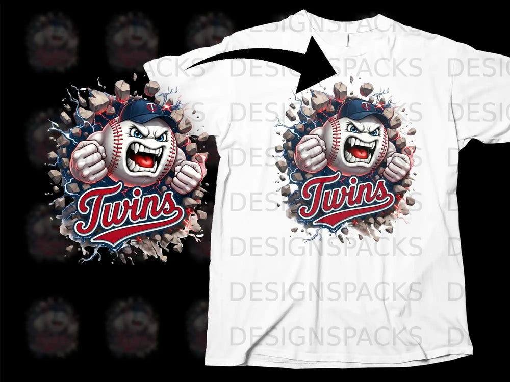 Fierce Baseball Twins Graphic T-Shirt Design