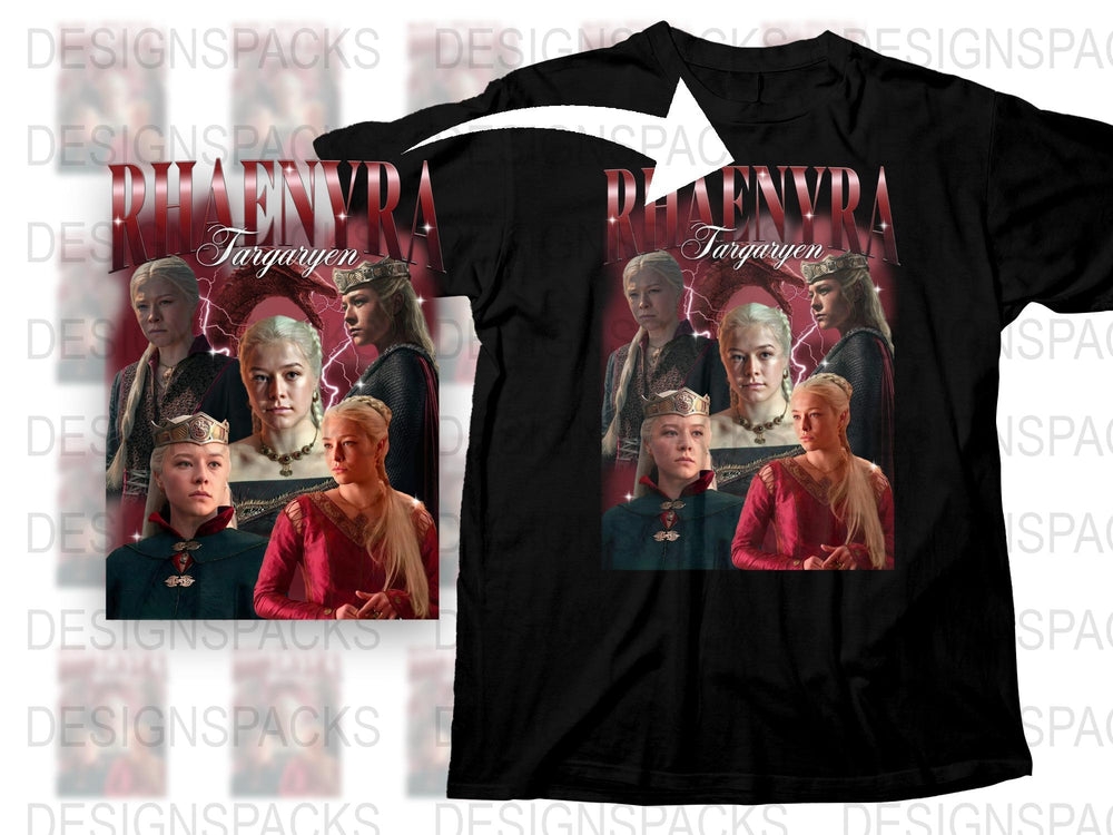 Fan Inspired Targaryen Queen Graphic T-Shirt, Red and Black Cotton Tee, Multiple Character Design, Unisex Fit
