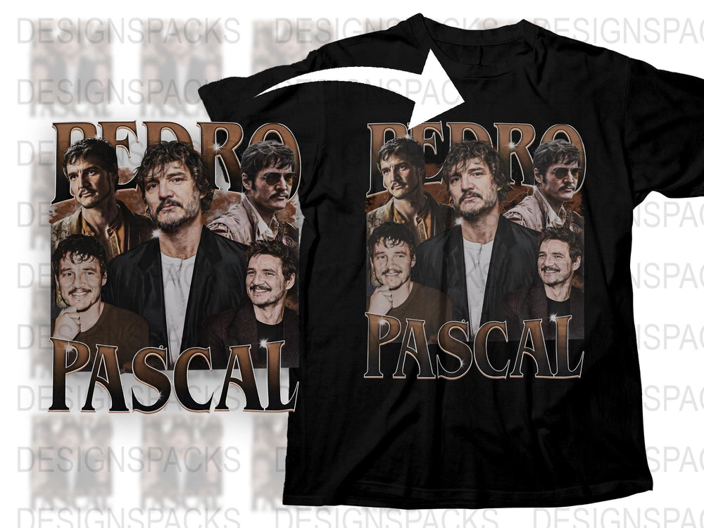 Pedro Pascal Fan T-Shirt, Multiple Poses Graphic Tee, Actor Portrait Shirt, Gift for TV Show Lovers