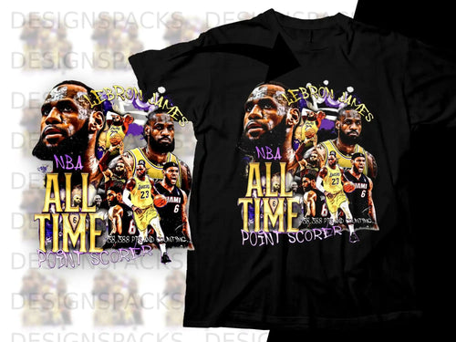 Black t-shirt with LeBron James graphic, 