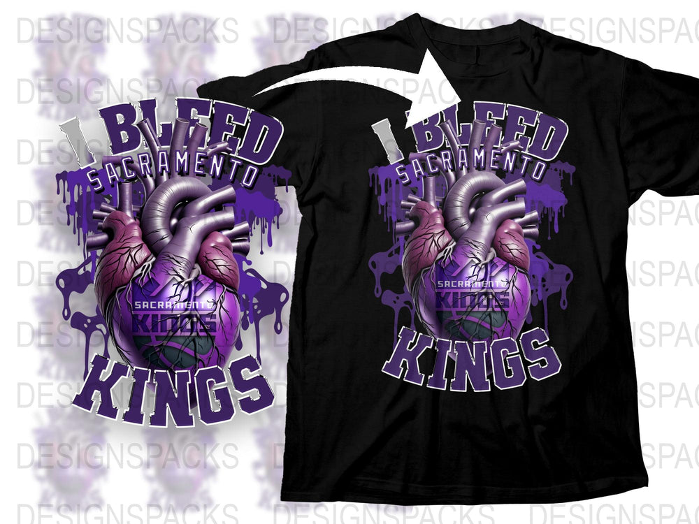 Sacramento Kings Heartbeat T-Shirt, I Bleed Purple Fan Tee, Basketball Graphic Shirt, Sports Apparel Gift