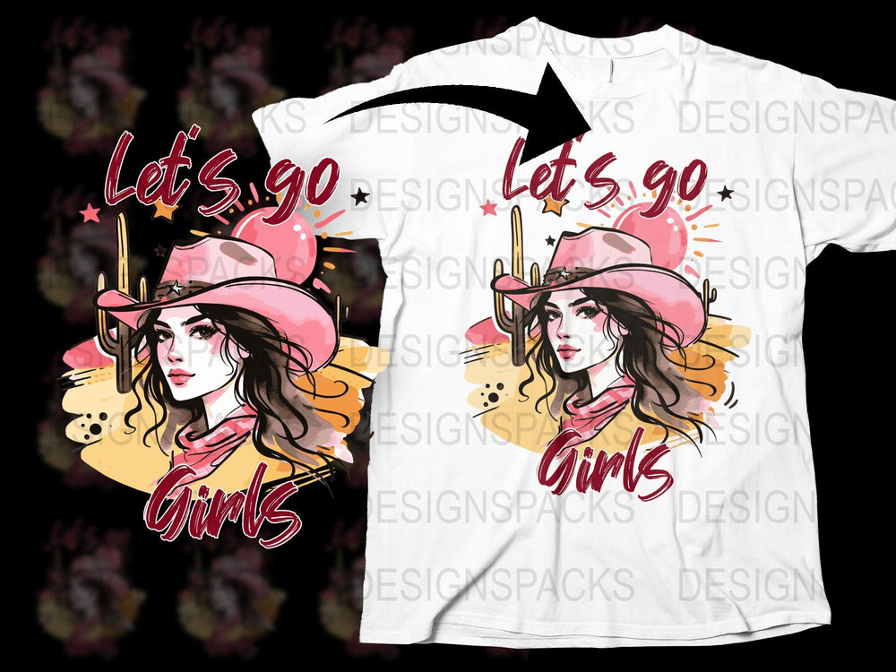 Let's Go Girls Slogan Graphic T-Shirt, Feminine Bold Artistic Design, Women’s Fashion Casual Wear