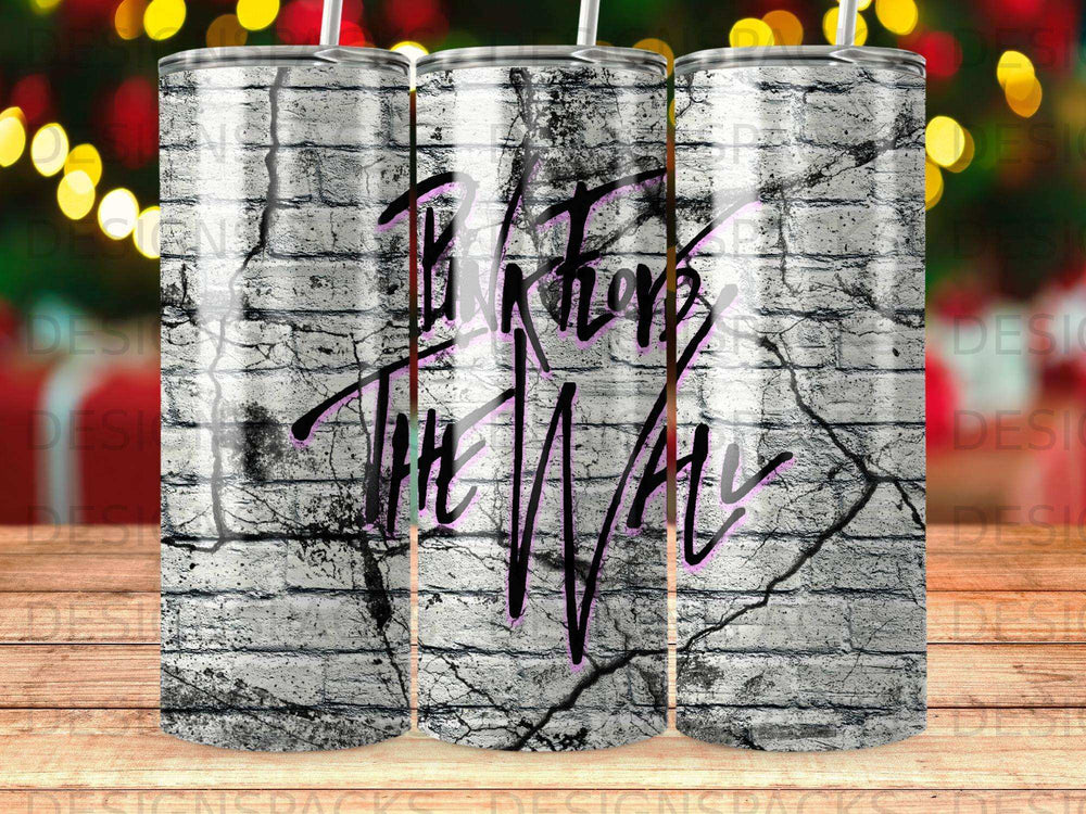 White brick wall with "Believe the Way" text in purple, dark letters.