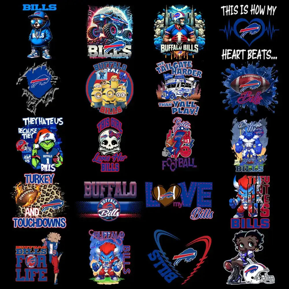 49 Buffalo Bills V3 Football Designs Bundle PNG