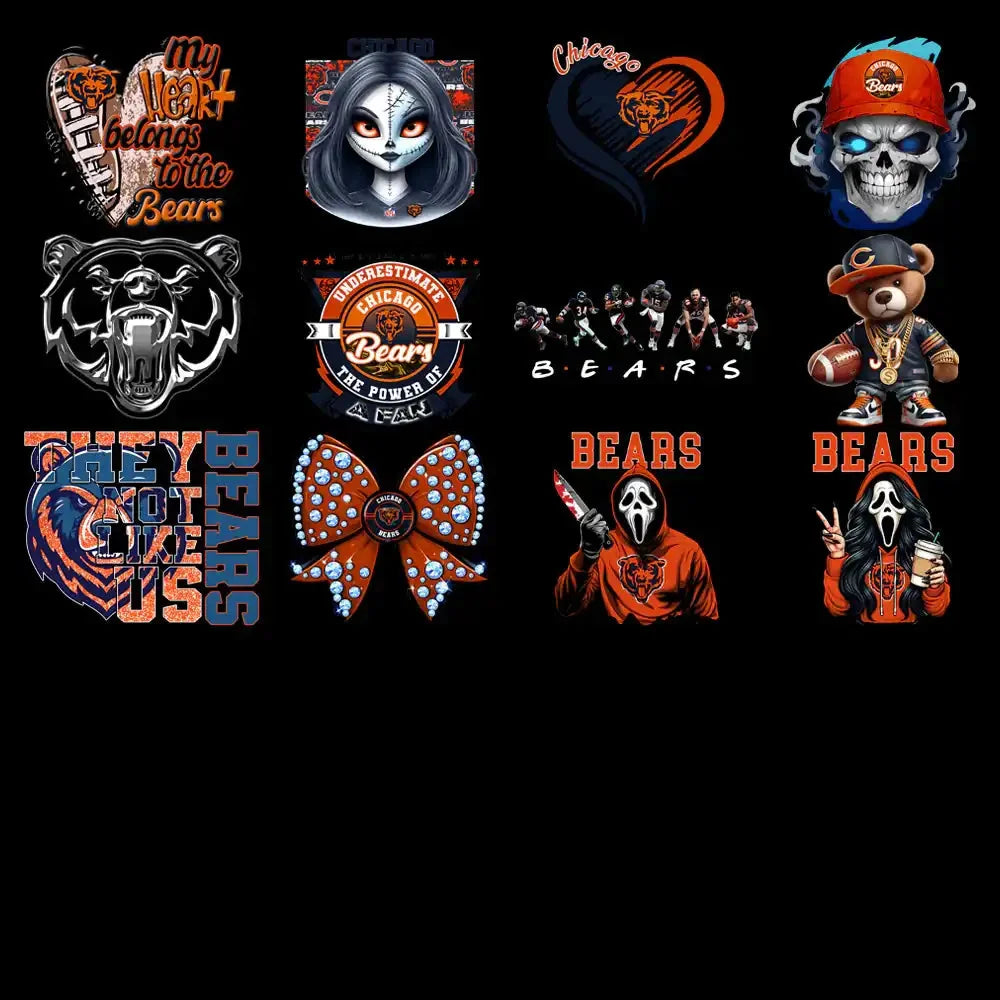 49 Chicago Bears V1 Football Designs Bundle PNG