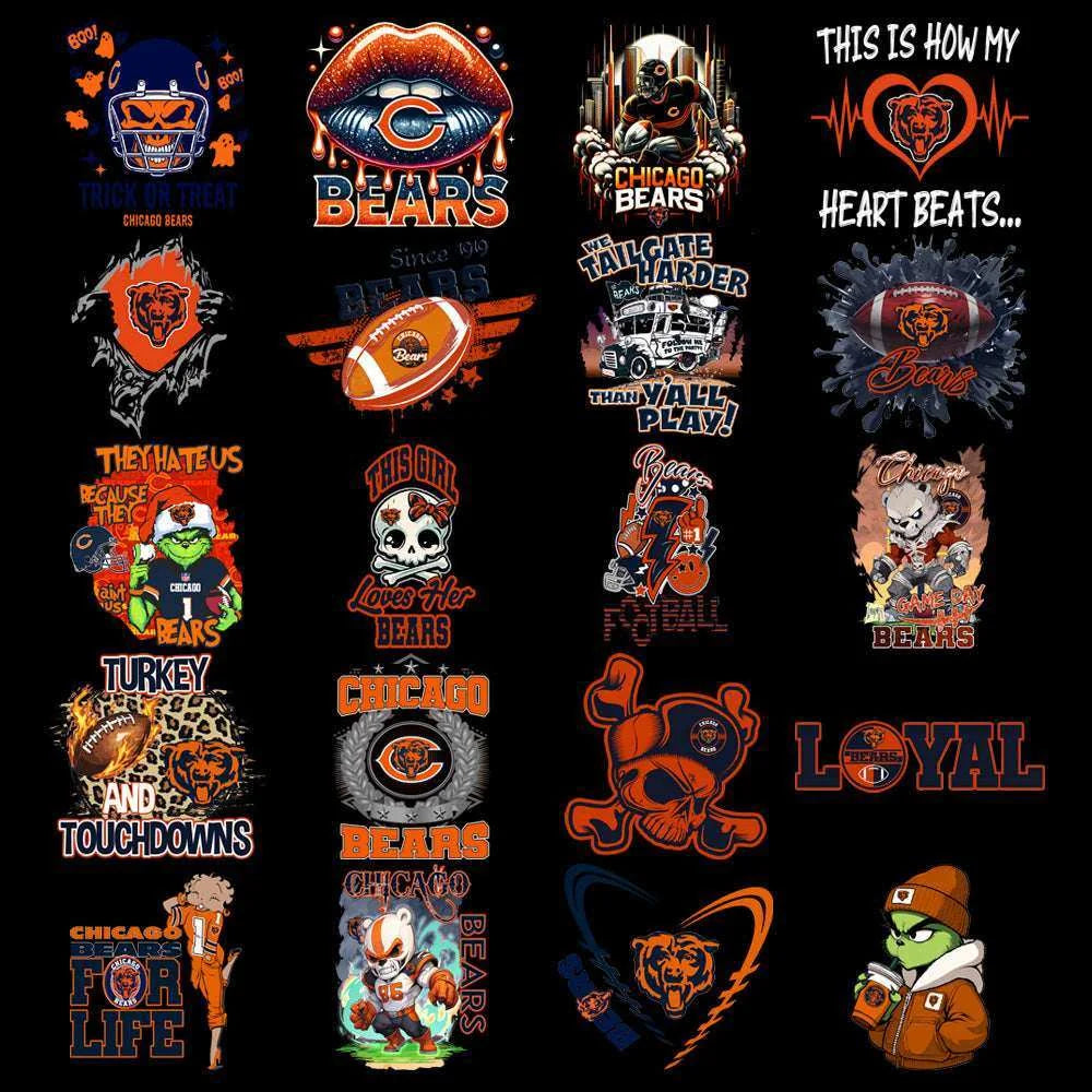 49 Chicago Bears V2 Football Designs Bundle PNG