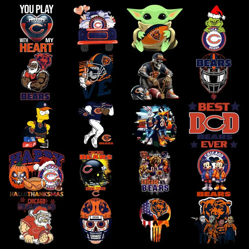 49 Chicago Bears V3 Football Designs Bundle PNG