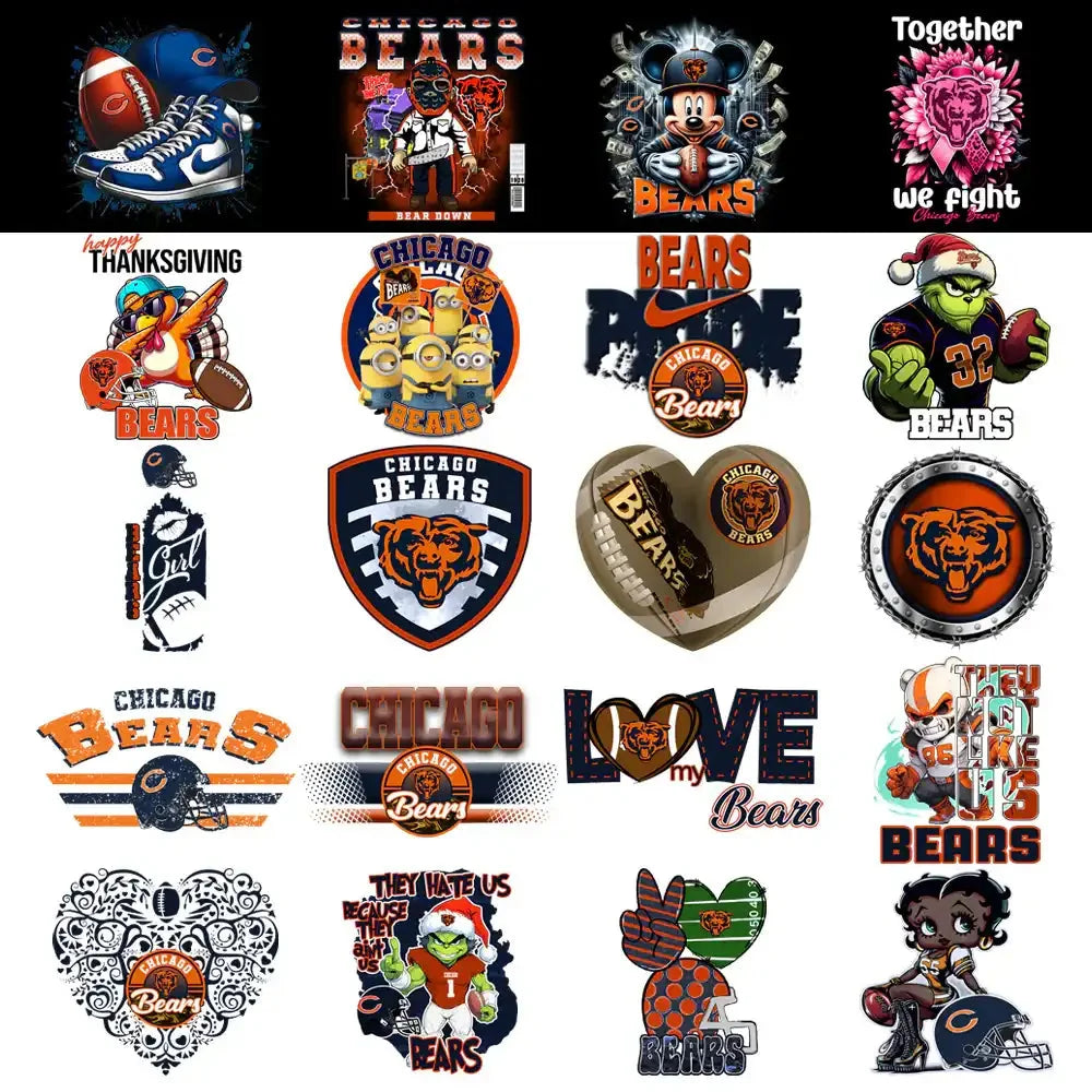 49 Chicago Bears V3 Football Designs Bundle PNG