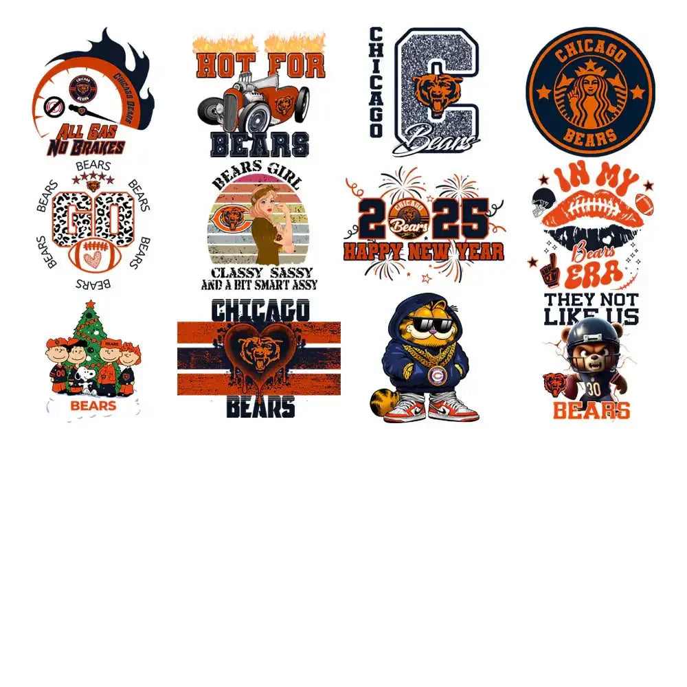 49 Chicago Bears V3 Football Designs Bundle PNG