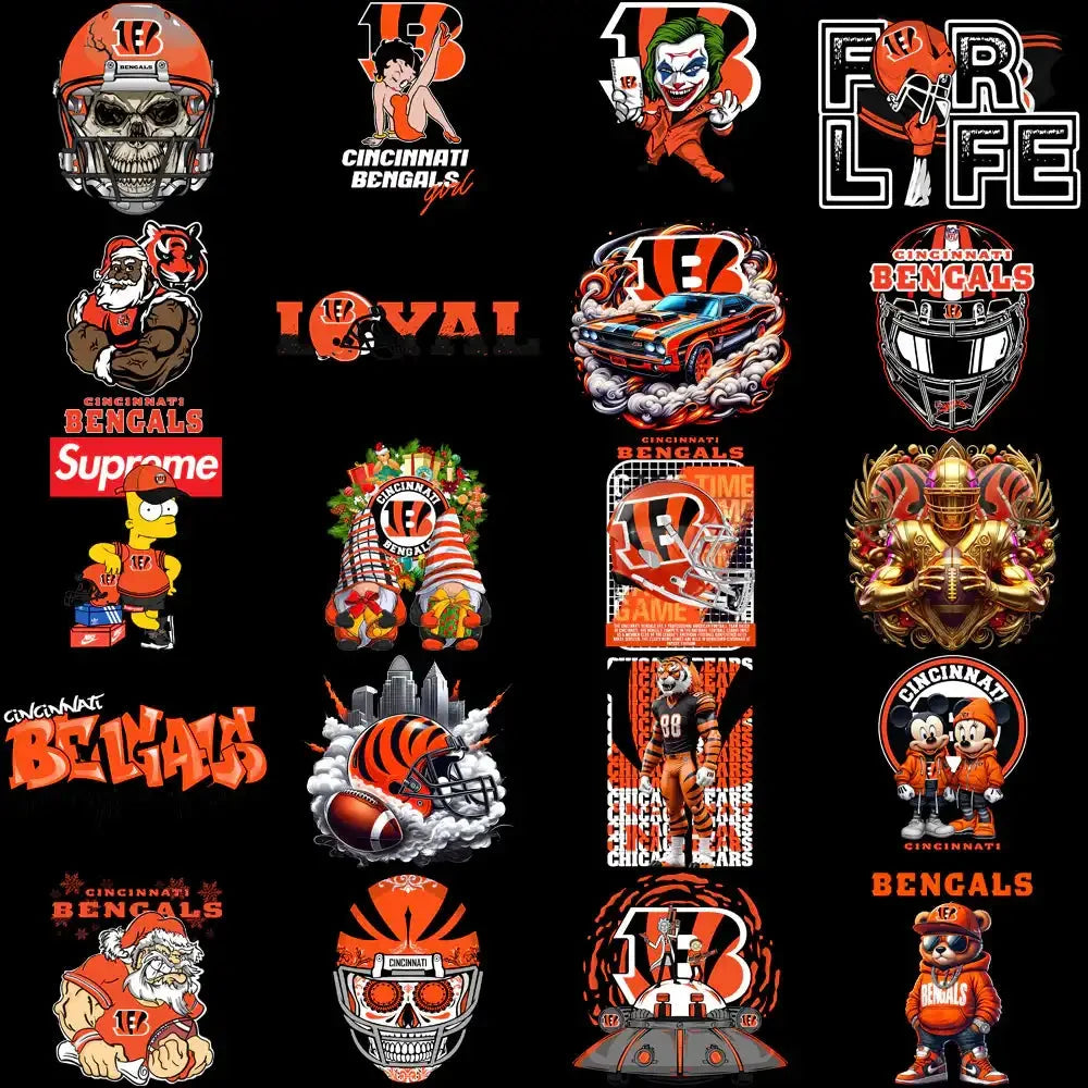 49 Cincinnati Bengals V1 Football Designs Bundle PNG