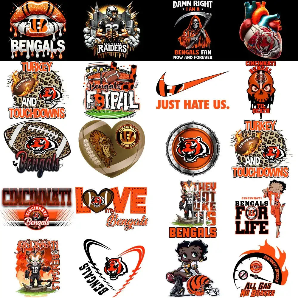 49 Cincinnati Bengals V1 Football Designs Bundle PNG