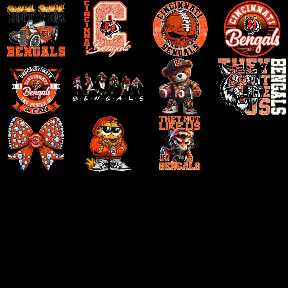 49 Cincinnati Bengals V1 Football Designs Bundle PNG